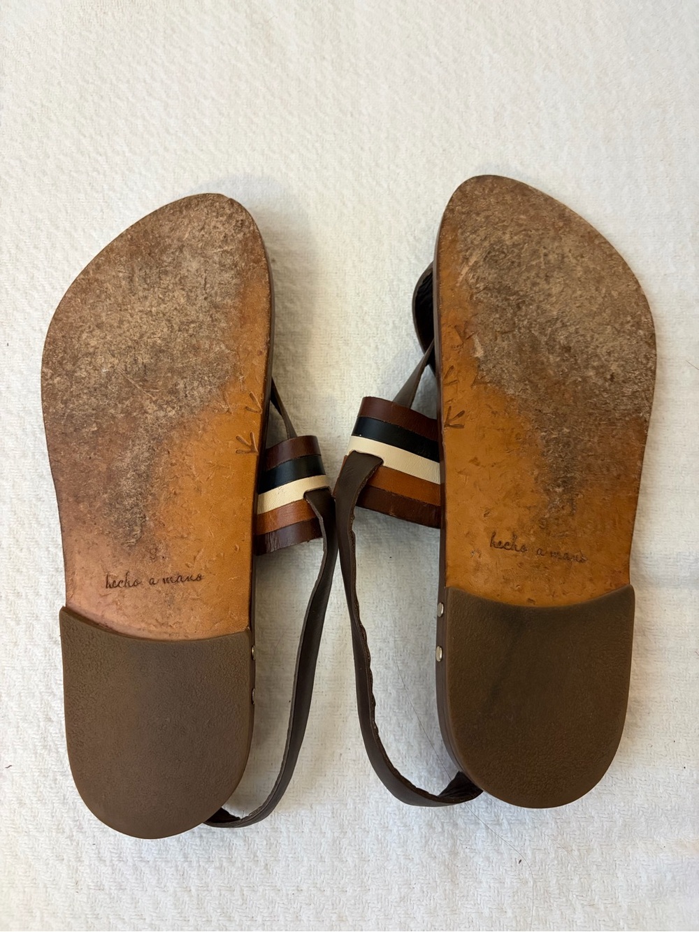 beek Sunbeam Stripe Euro-Summer Handmade Brown Leather Strappy Sandals Size 9 - Picture 7 of 13